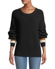 Jasper Colorblock-Cuffs Ribbed Cashmere-Blend Sweater at Neiman Marcus